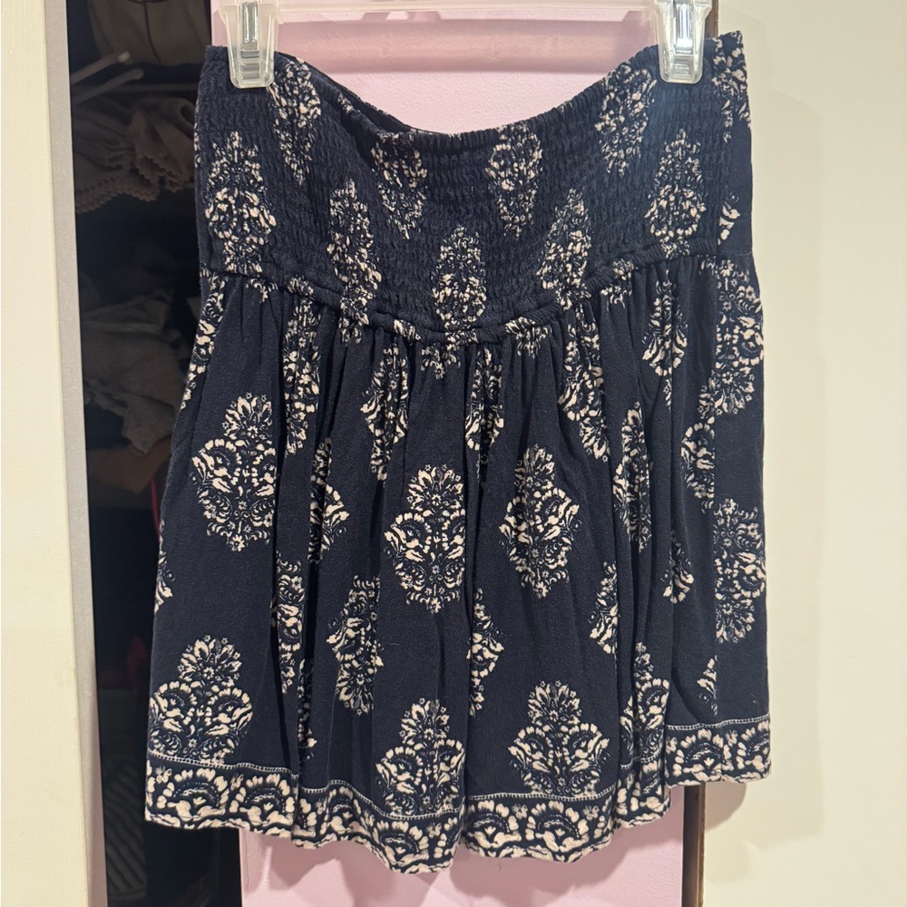 Hollister Blue Bubble Mini Skirt Smocked Casual